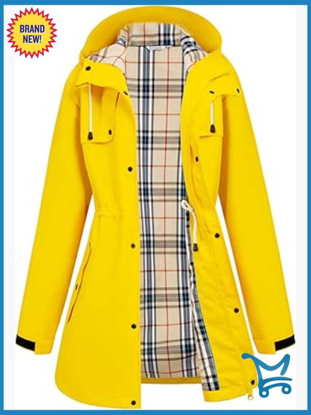 Waterproof Long Hooded Rain Jacket Windbreaker S-XXL